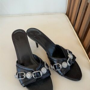 📌SOLD📌Auth BALENCIAGA Cagole Crystal Stud Sandal Heel Mule 36 never worn bag